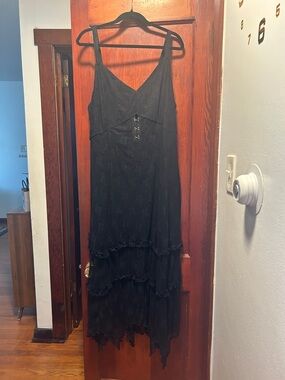 torrid Black Lace High-Low Tiered Slip Dress